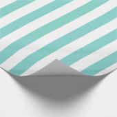 Turquoise en witte extra grote streeppatroon cadeaupapier (Hoek)