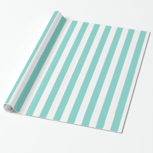 Turquoise en witte extra grote streeppatroon cadeaupapier