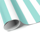 Turquoise en witte extra grote streeppatroon cadeaupapier (Rol Hoek)
