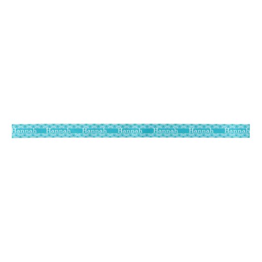 Turquoise en witte gepersonaliseerde Girly Ribbon Satijnen Lint (Voorkant)