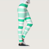 Turquoise en Witte Gestreepte Leggings (Rechts)