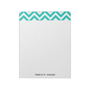 Turquoise en Witte Grote Chevron ZigZag Patroon Notitieblok