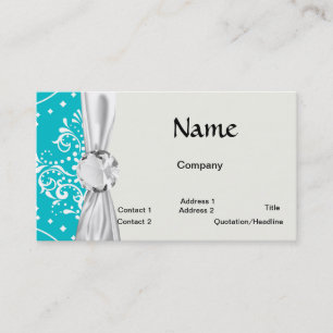 turquoise en witte henna stijl damast visitekaartje