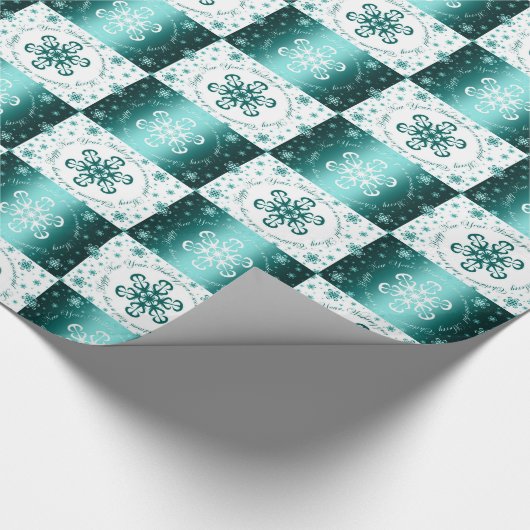 Turquoise en witte kerst cadeaupapier (Hoek)