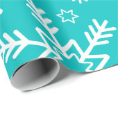 Turquoise en witte kerstsnowflakes cadeaupapier (Rol Hoek)