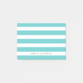 Turquoise en witte klassieke strepen Monogram Post-it® Notes (Voorkant)