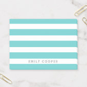 Turquoise en witte klassieke strepen Monogram Post-it® Notes