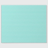 Turquoise en witte kleine zigzag cadeaupapier (Vlak)