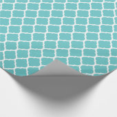 Turquoise en witte Marokkaanse Quatrefoil Cadeaupapier (Hoek)
