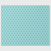 Turquoise en witte Marokkaanse Quatrefoil Cadeaupapier (Vlak)