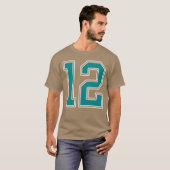 Turquoise en witte nummer 12 jersey speler uniform t-shirt (Voorkant volledig)