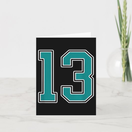 Turquoise En Witte Nummer 13 Jersey Speler Uniform Kaart (Voorkant)