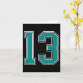 Turquoise En Witte Nummer 13 Jersey Speler Uniform Kaart (Gele Bloem)