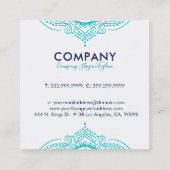 Turquoise en witte paisley mandala vierkante visitekaartje (Achterkant)
