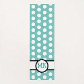 Turquoise en Witte Polka Dot Schattige Monogrammed Yogamat (Voorkant)