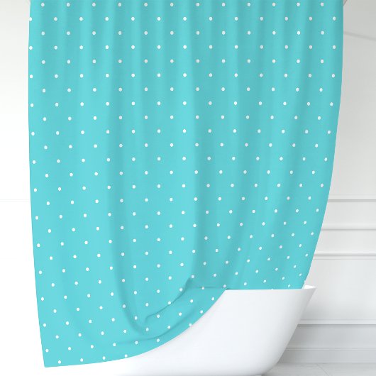 Turquoise en witte polka stippen douchegordijn