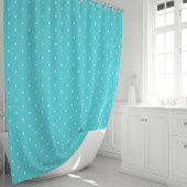 Turquoise en witte polka stippen douchegordijn