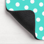 Turquoise en witte polka stippen muismat (Hoek)