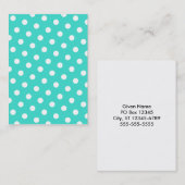 Turquoise en witte polka stippen visitekaartje (Voorkant / Achterkant)