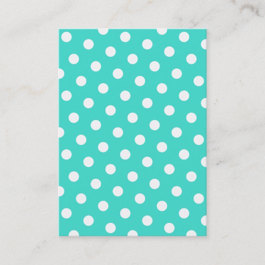 Turquoise en witte polka stippen visitekaartje (Voorkant)
