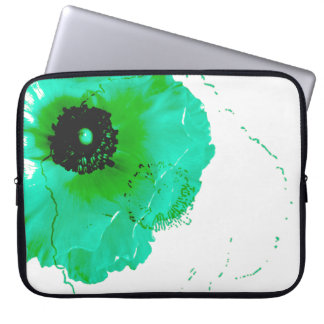 turquoise en witte ranunculus laptop sleeve