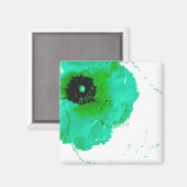 turquoise en witte ranunculus magneet (Voorkant / Achterkant)