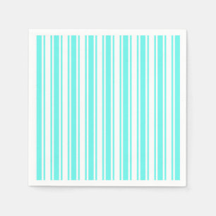 Turquoise en witte snoep strepen servet