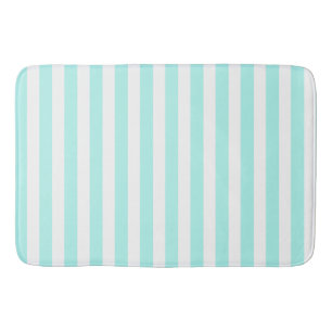 Turquoise en witte snoepjes strepen badmat