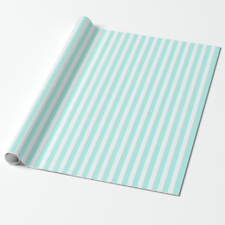 Turquoise en witte snoepjes strepen cadeaupapier