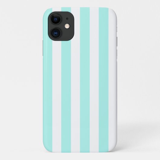 Turquoise en witte snoepjes strepen Case-Mate iPhone case (Achterkant)