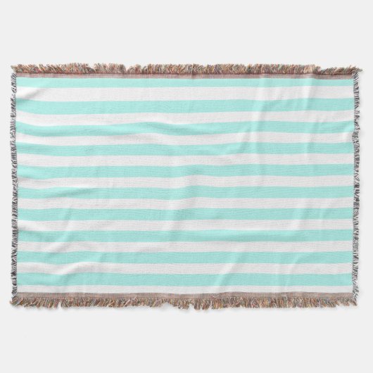 Turquoise en witte snoepjes strepen deken (Voorkant)