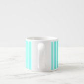 Turquoise en witte snoepjes strepen espresso kop (Achterkant)