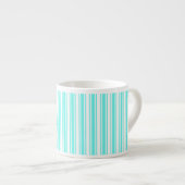 Turquoise en witte snoepjes strepen espresso kop (Voorkant rechts)