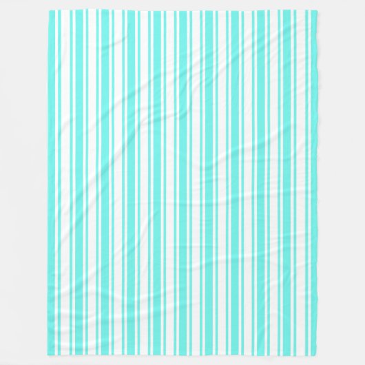 Turquoise en witte snoepjes strepen fleece deken (Voorkant)