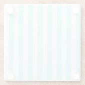 Turquoise en witte snoepjes strepen glazen onderzetter (Achterkant)