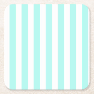 Turquoise en witte snoepjes strepen kartonnen onderzetters