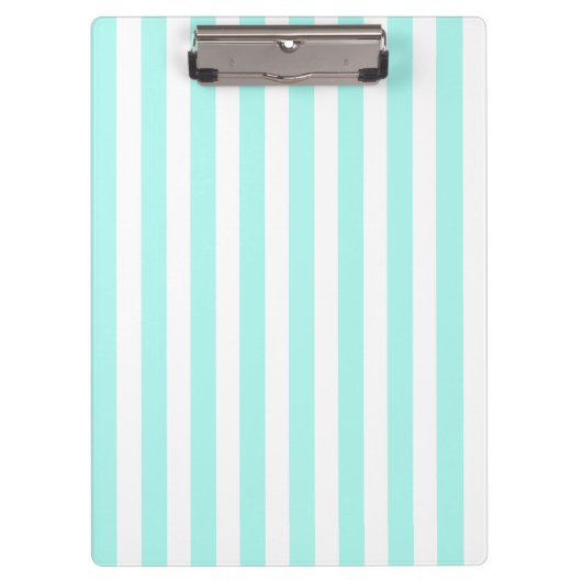 Turquoise en witte snoepjes strepen klembord (Voorkant)