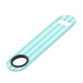 Turquoise en witte snoepjes strepen speed flessenopener (Voorkant Gekanteld)