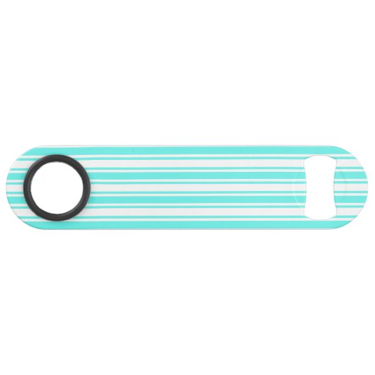 Turquoise en witte snoepjes strepen speed flessenopener (Voorkant (Horizontaal))