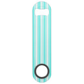 Turquoise en witte snoepjes strepen speed flessenopener (Achterkant)
