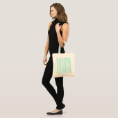Turquoise en witte snoepjes strepen tote bag (Voorkant (model))