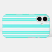 Turquoise en witte snoepstrepen Case-Mate iPhone case (Achterkant (horizontaal))