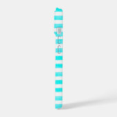 Turquoise en witte streep iPhone 15 case (Linkerkant)