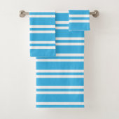 Turquoise en witte strepen bad handdoek (Insitu)