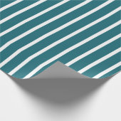 Turquoise en Witte Strepen Cadeaupapier (Hoek)