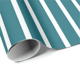 Turquoise en Witte Strepen Cadeaupapier
