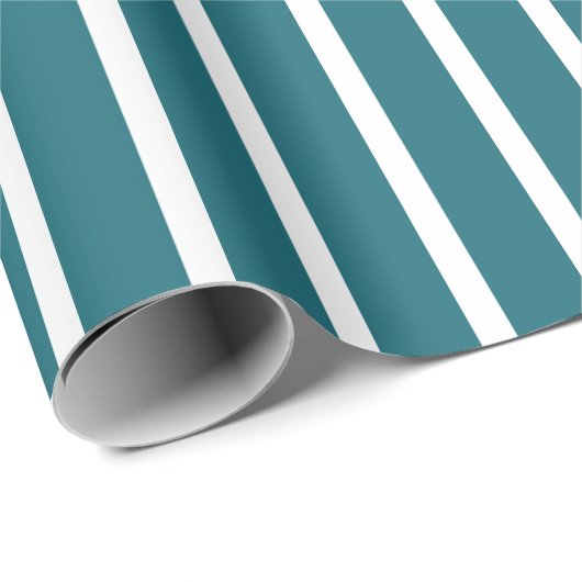 Turquoise en Witte Strepen Cadeaupapier (Rol Hoek)