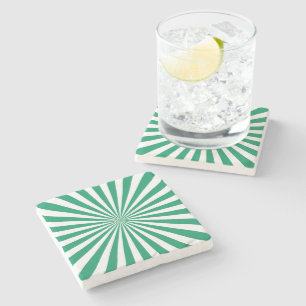 turquoise en witte Sunshine Geometrische kunst Stenen Onderzetter