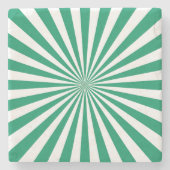  turquoise en witte Sunshine Geometrische kunst Stenen Onderzetter (Voorkant)