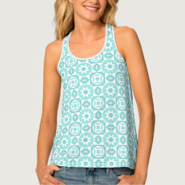 Turquoise en witte Tanktop voor vrouwen